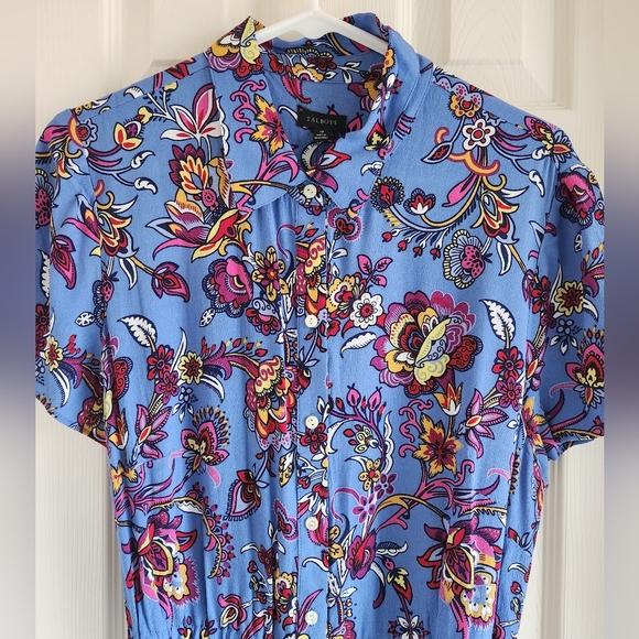 NWT Talbots Button Front Tie Belt Waist Midi Short Sleeve Shirt Dress Floral 12 - Picture 4 of 12